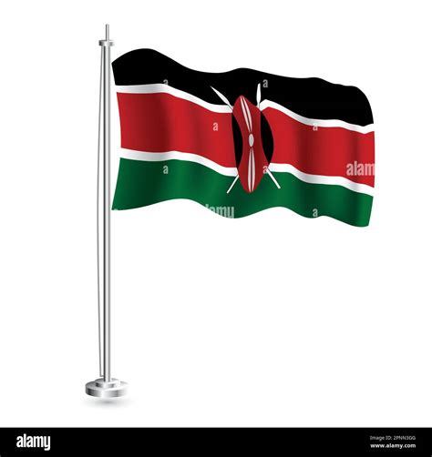 Kenyan Flag. Isolated Realistic Wave Flag of Kenya Country on Flagpole ...