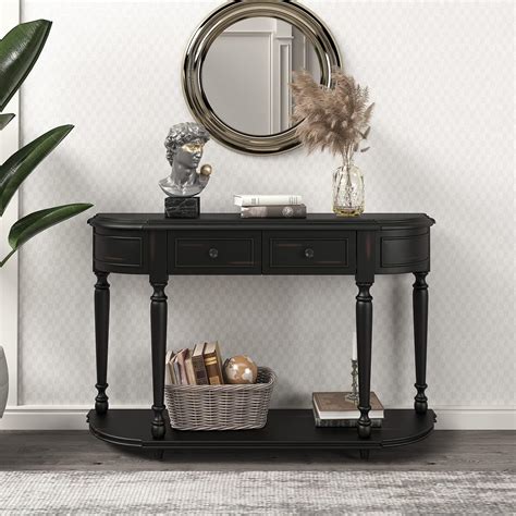 Buy OEEAU Half Moon Entry Table 52” Curved Console Table with Drawers ...