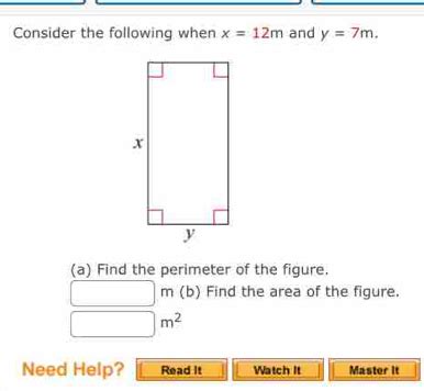 Solved: Consider the following when x=12m and y=7m. (a) Find the ...