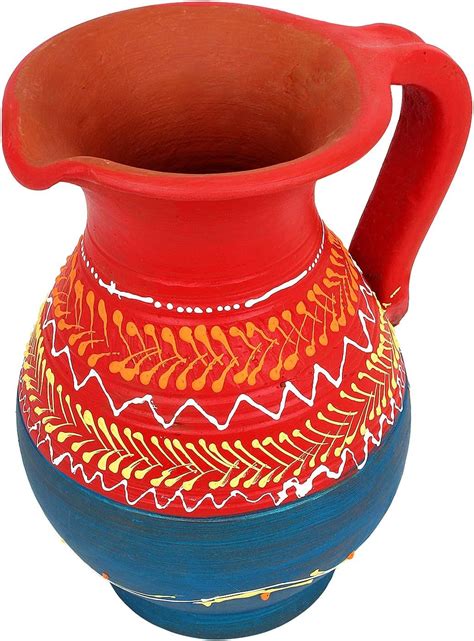 Village Decor Terracotta Brown color water bottle with lid 1000 ML ...