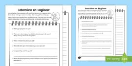 ROI Interview an Engineer Writing Worksheet / Worksheet