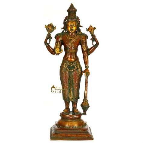 Four-Armed Standing Vishnu Statue Indian Hindu God Large Size Idol 20"