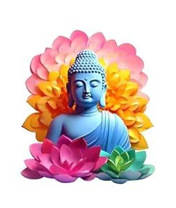 MagJet Serene Buddha Wall Sticker - 44x51 cm, Colorful Lotus Buddha ...