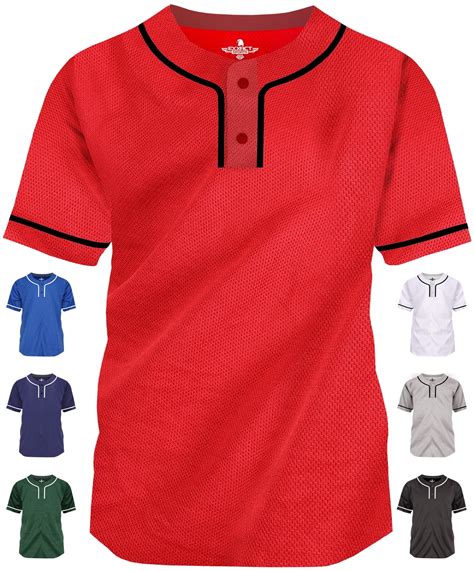 Exxact Sports Blank Baseball Jersey Men, 2-Button Plain Baseball Jersey ...