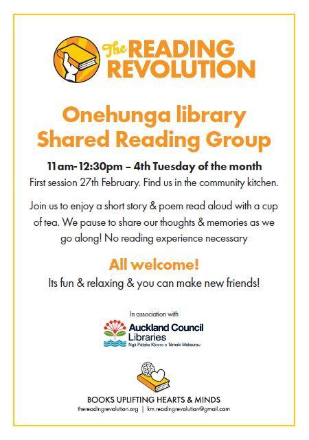 Onehunga library Shared Reading Group, Onehunga Community Library ...