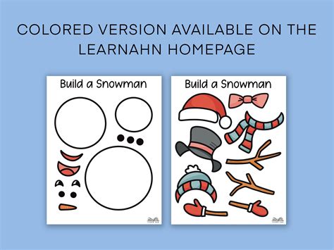 Build a Snowman Activity for Kids, Cut and Paste Winter Craft, Printable Scissor Practice ...