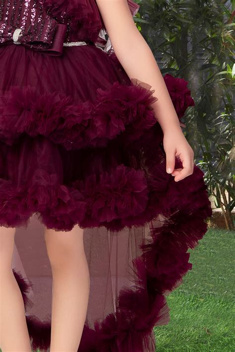 Buy Mini Stitch One-Shoulder Tulle Ruffled Tail Cut Frock with sequin ...