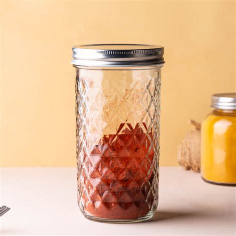 Textured Mason Jar Large Set of 4 Online - Premium Jar With Lid | Nestasia
