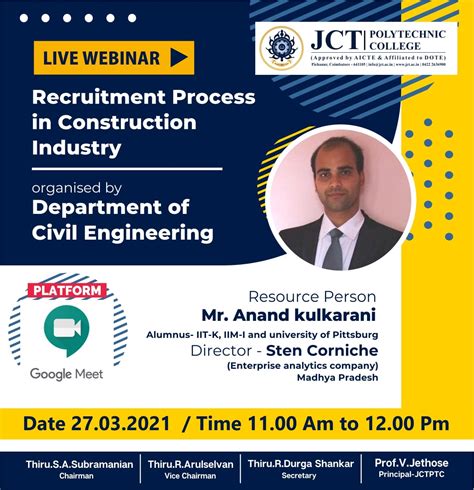 Webinar on “Recruitment Process in Construction Industry” – JCT Polytechnic