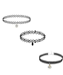 Buy Western Black Lace Choker Necklace Set (COMBO OF 3) for Women and ...