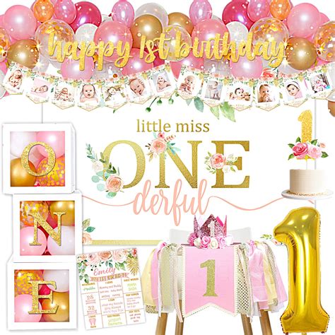 Baby Girl 1st Birthday Decorations Supplies 1st Birthday Girl ...