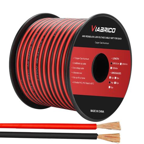 VIABRICO 14AWG 100FT Electrical Wire Cable 2 Conductors Red Black Cable ...