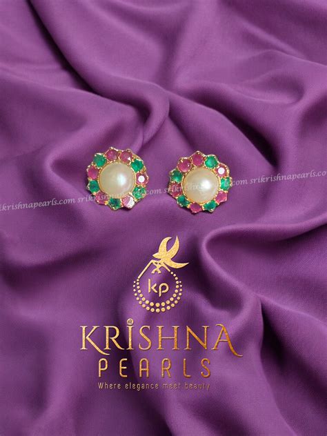 Designer Ruby & Emerald Pearl Studded Earrings – Sri Krishna Pearls