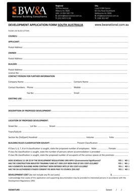 Fillable Online DEVELOPMENT APPLICATION FORM SOUTH AUSTRALIA Fax Email ...
