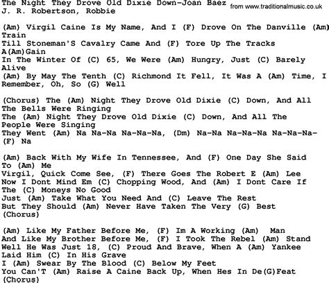 The Night They Drove Old Dixie Down Lyrics Meaning