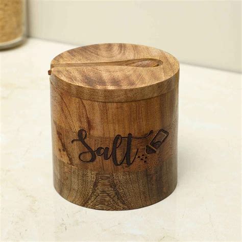 Dudki Wooden Salt Box with Attached Spoon – Leather Ceatra Pvt Ltd