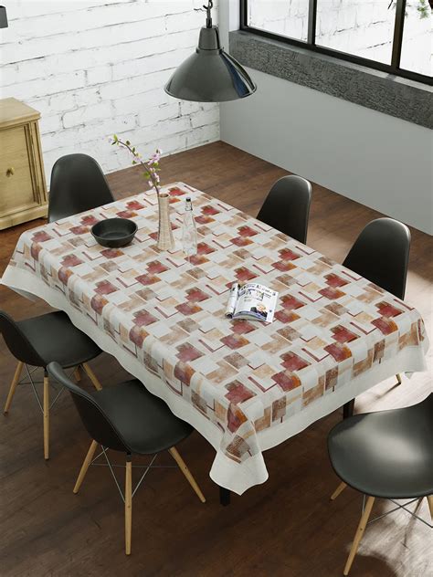 Buy Clasiko 6 Seater PVC Table Cover; Brown & Beige Checks; Anti Slip ...