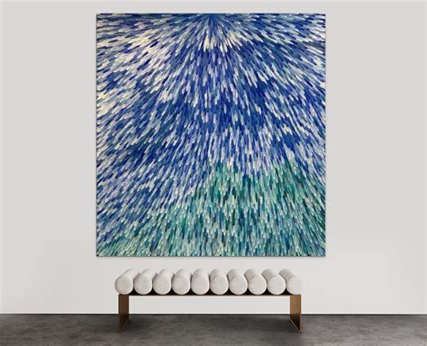 SOLD- RAYMOND WALTERS PENANGKE - Emu Feathers 220x207cm (blue/green ...