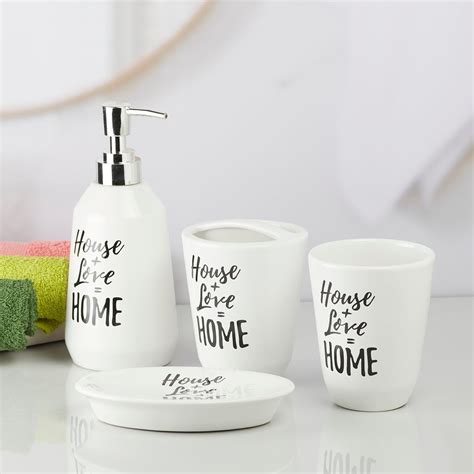 Kookee Ceramic Bathroom Accessories Set of 4, Modern Bath Set with ...
