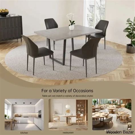 Hardian 4 Seater Rectangular Dining Table Set with 4 Chairs for Dining