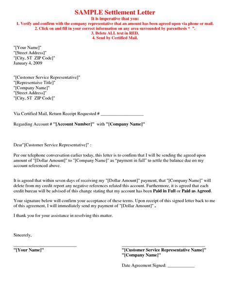 Picture Of Debt Settlement Agreement Letter Sample regarding Pay For ...