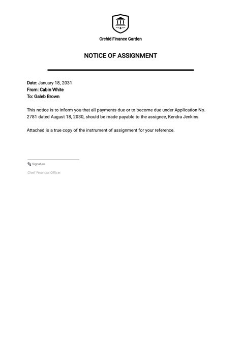 Notice of Assignment Template