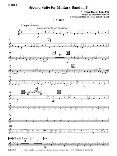 Second Suite in F - Horn 4 by Gustav Holst Sheet Music for Concert Band ...