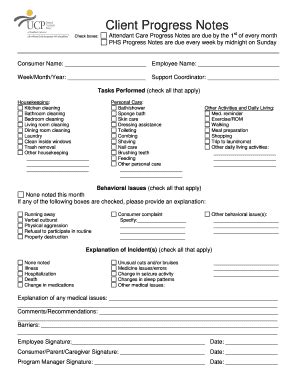 Fillable Online ucpsa Client Progress Notes - United Cerebral Palsy Of ...