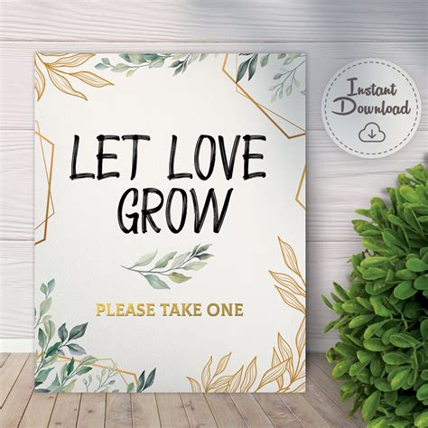Let Love Grow Tags Sign Printable Let Love Grow Tags Please - Etsy