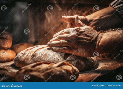A Baker Baking Traditional, Healthy Bread in a Large Oven. Healthy Real ...