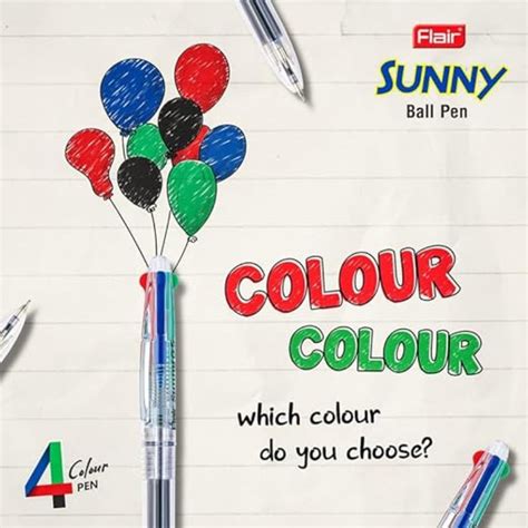 Flair Sunny 4 Colour Retractable Ball Pen - SCOOBOO - Flair
