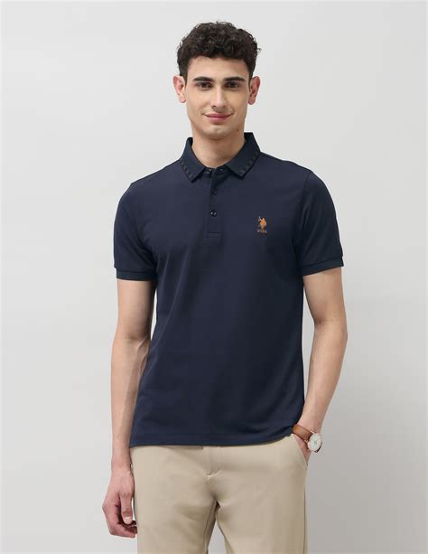 Buy Men Solid Regular Fit Polo Shirt Blue|U.S. Polo Assn. India