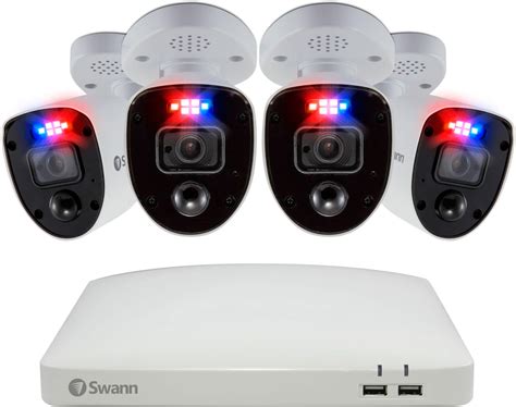 Swann Professional 8-Channel, 4-Camera Indoor/Outdoor Wired 4K UHD 2TB ...