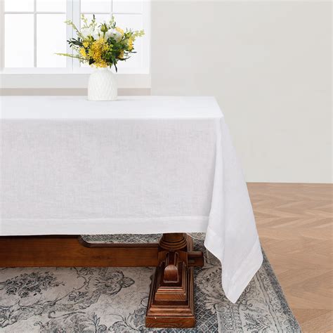 Amazon.com: L Linen World Linen Tablecloth, 100% French Linen White ...
