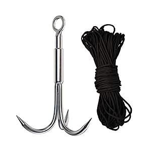 Outdoor Grappling Hooks with Rope, Climbing Claw, Stainless Steel ...