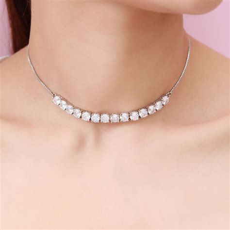 Shimmering Rhodium Plated 925 Sterling Silver Necklace – Zavya
