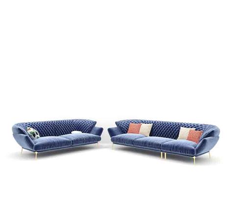 BH Engineered Premium Blue Welvet Fabric Sofa - BuildHUB