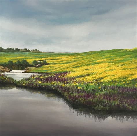 "Untitled 10": Yellow-Green Nature painting by Ramdas Thorat | ArtZolo.com