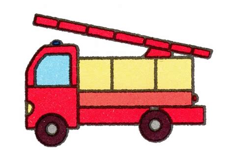 【消防车简笔画】消防车简笔画的画法步骤教程 - 简笔画