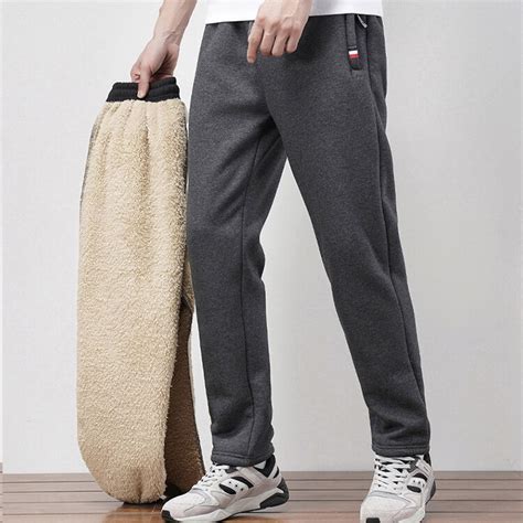 Men's Casual Pants Men's Winter Pants Lined Jogging Sweatpants Cold ...