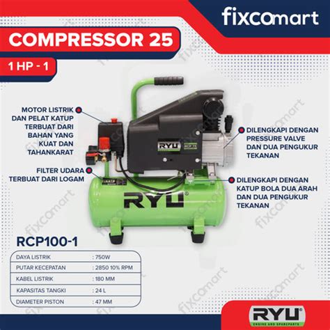 Promo RYU Compressor RCP 100-1 / RYU Mesin Kompresor 2850 RPM 1 HP ...