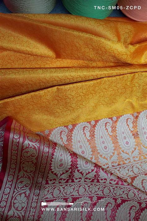 Yellow Red Banarasi Silk Saree With Tanchoi Woven – ALKAMA GLOBAL PVT. LTD.
