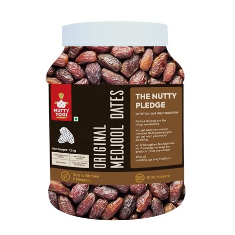 Nutty Yogi Medjool Dates 1.2kgs Jar | Jumbo Size | Medjool Khajur ...