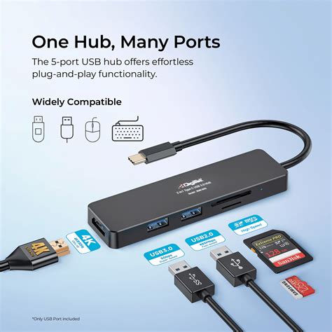 Buy Digitek (DUH 005)USB Hub 5 in 1, 3 USB Port 2.0 & 2 TF & SD Slots ...