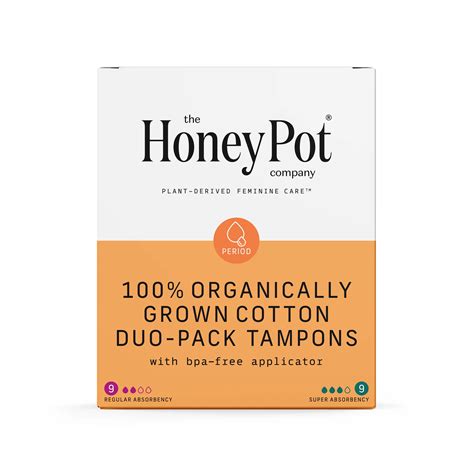 The Honey Pot 100% Organic Tampons - Duo Pack Regular & Super - Shop ...