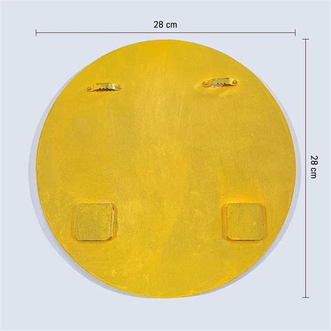 Wooden Decorative Wall Hanging Mud Mirror Lippan Art 28x28 cm (Yellow ...