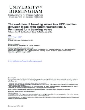 Fillable Online pure-oai bham ac The evolution of traveling waves in a ...