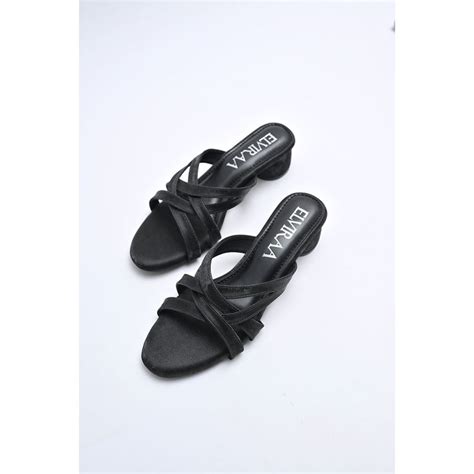 Buy ELVIRAA Criss Cross Black Block Heels Online