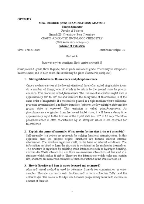 INOR 2017 - INORGANIC CHEMISTRY - G M. DEGREE (CSS) EXAMINATIONS, MAY ...