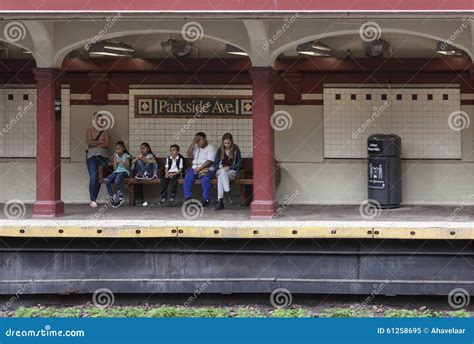 People Wait in Subway Station Parkside Ave in Brooklyn New York ...